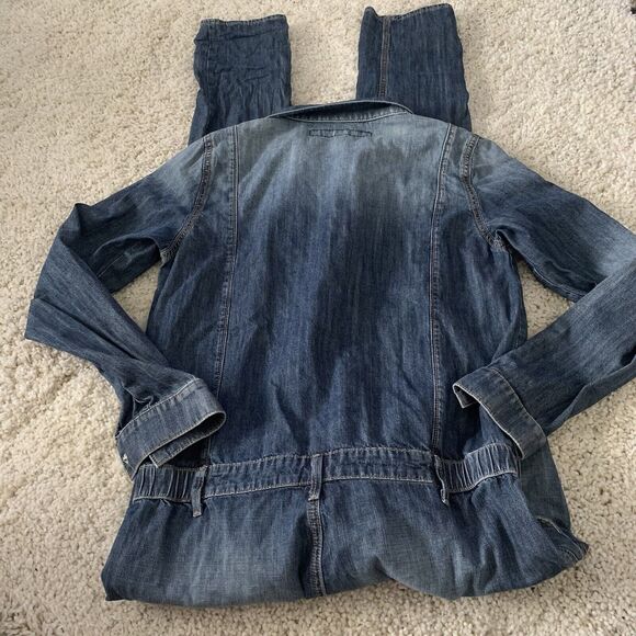 Free People Driftwood Jumpsuit Womens Sz M Blue Denim Coveralls 100% Cotton - Picture 5 of 6